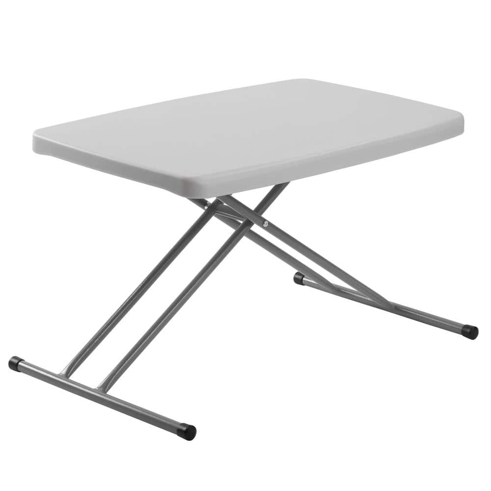 Adjustable Gray Steel and Plastic Folding Table