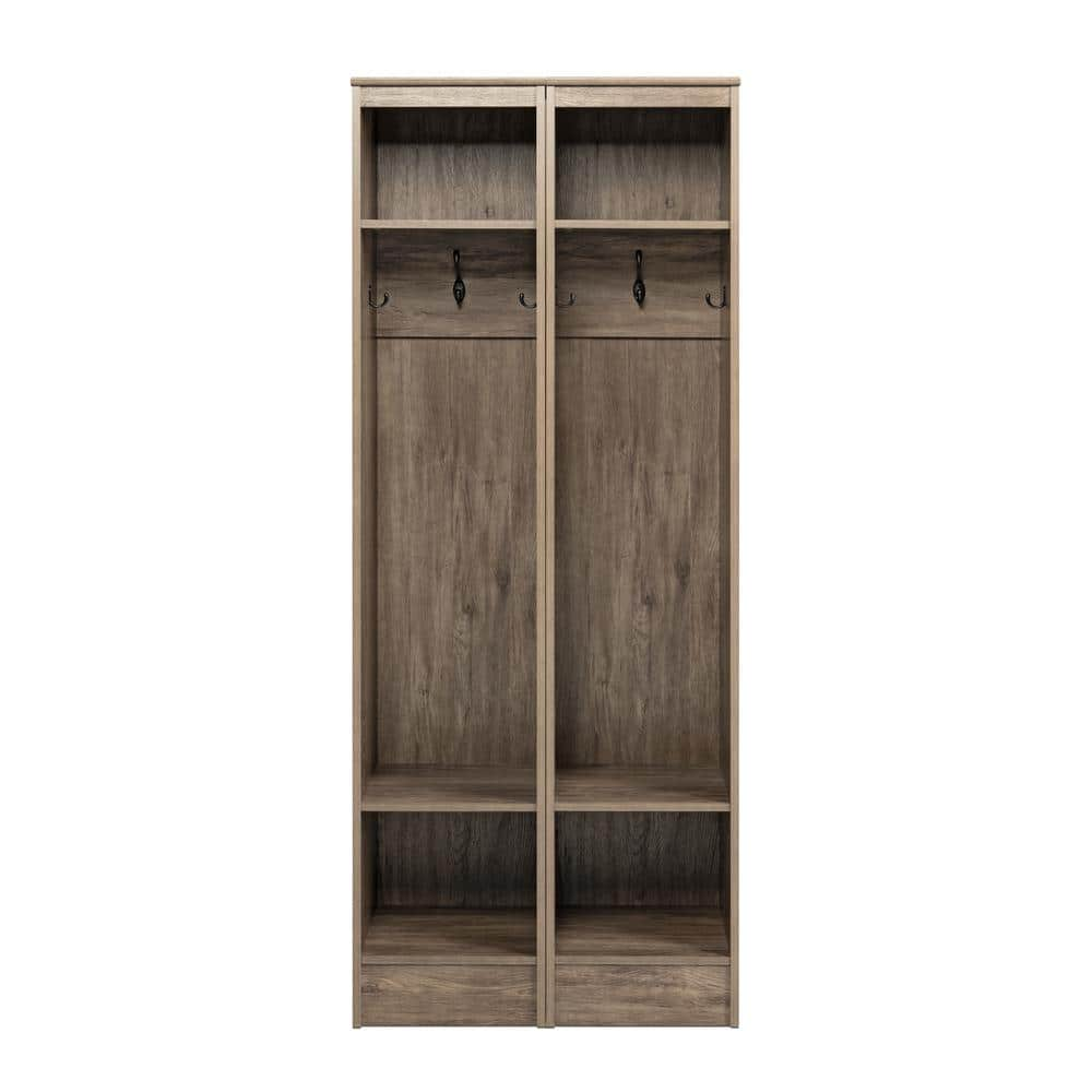 Prepac Entryway Drifted Gray Narrow Hall Tree (Set of 2)