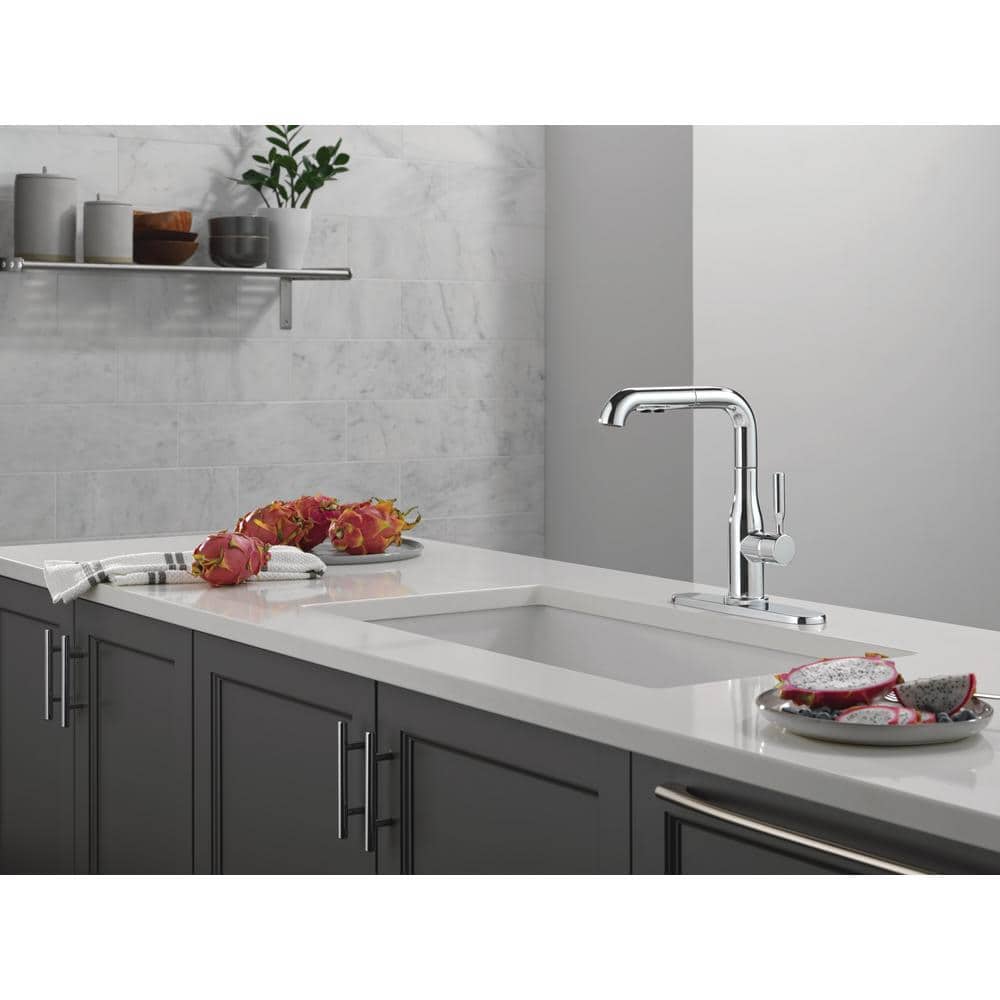 Chrome Single Handle Pull-Out Sprayer Kitchen Faucet