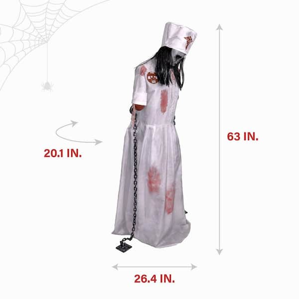 5.2 ft Animatronic Convulsing Nurse by Tekky Halloween Decoration with Motion-Activated Sounds