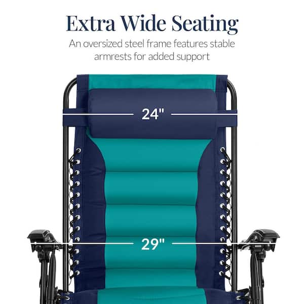 Best Choice Products Oversized Padded Zero Gravity Navy/Teal Metal