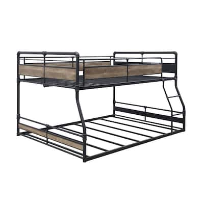 Cordelia Antique Oak and Sandy Black Full over Queen Bunk Bed with Right Facing Front Ladder