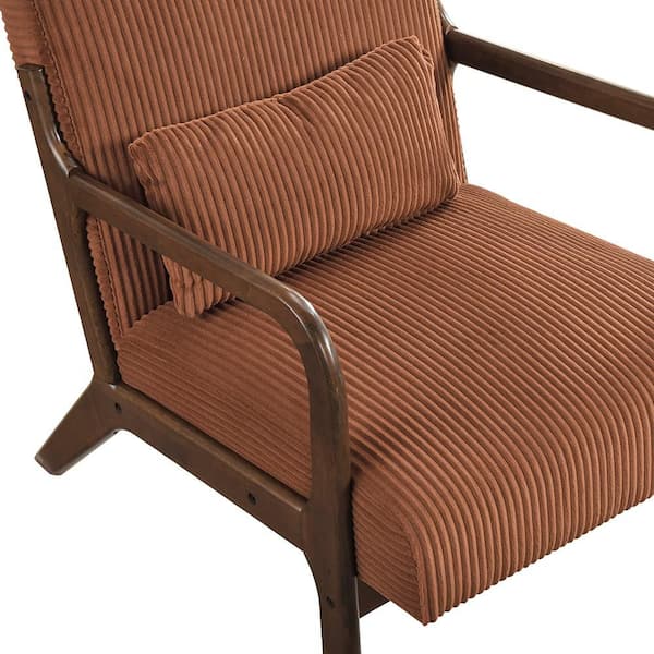 Lazzara Shaffner Orange Corduroy Fabric Upholstery Solid Wood
