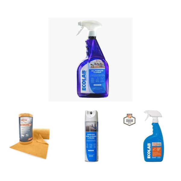 32 oz. Lavender All-Purpose Cleaner, 16.5 oz. Stainless Steel Cleaner, 32 oz. Citrus Degreaser & Microfiber Cloth Roll