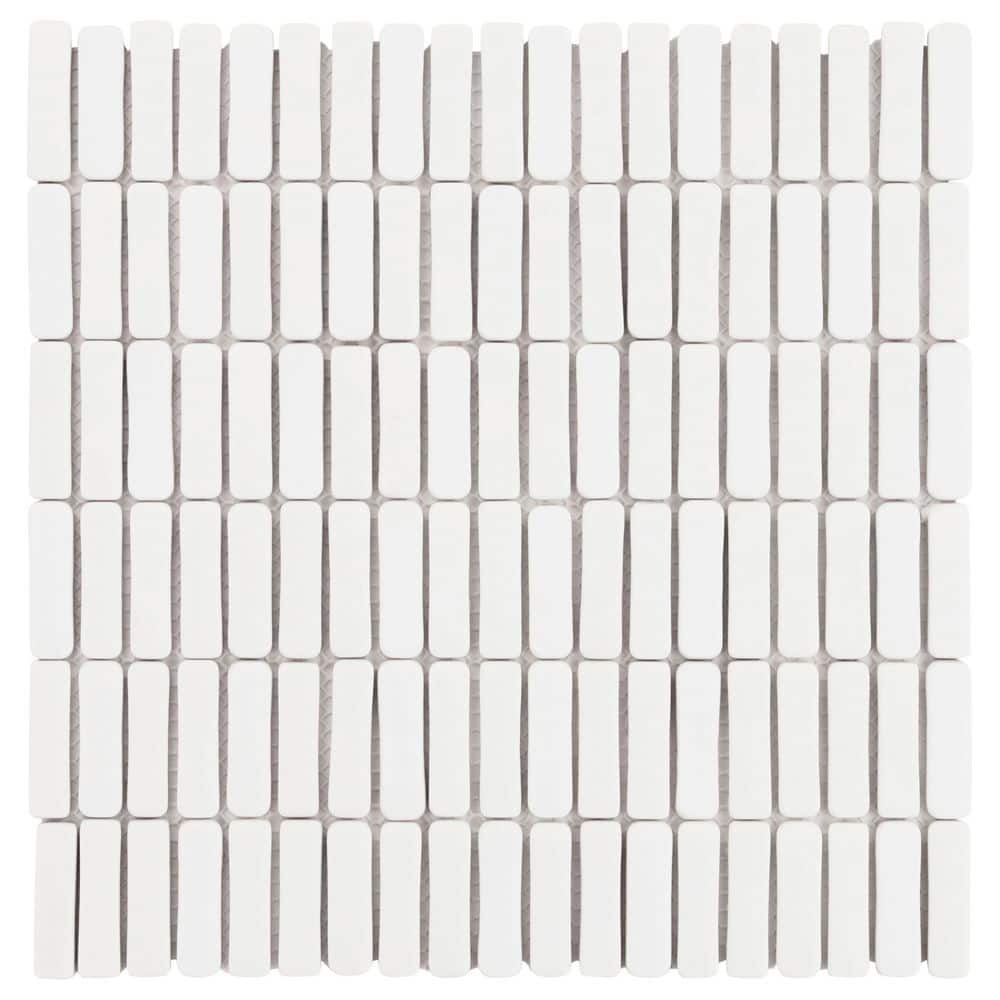 Nova White 4 in. x 0.23 in. Mini Brick Frosted Glass Mosaic Floor and Wall Tile Sample price history on PriceWatchPro