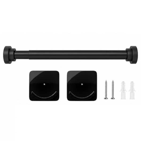 31 in. to 120 in. Stainless Steel Rustproof No Drilling Adjustable Long Spring Tension Shower Curtain Rod in Matte Black