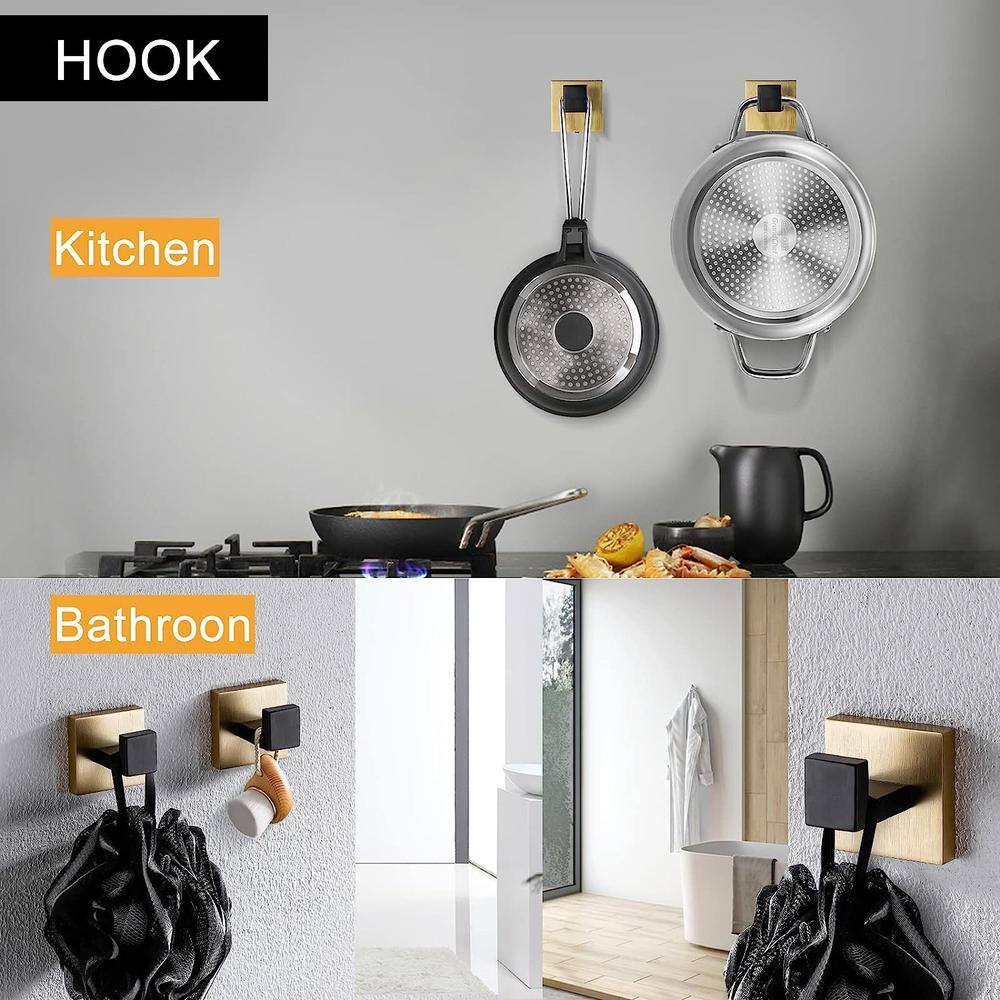 Black and Gold Wall Mounted 5-Piece Bathroom Hardware Set