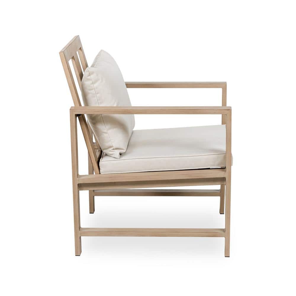 Beige Aluminum Frame Dining Armchair with Cushions