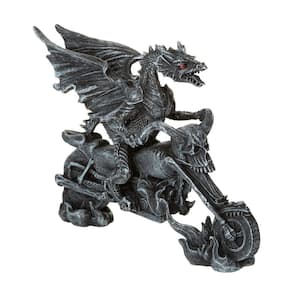 Biker Dragon on Skeleton Chopper Novelty Statue