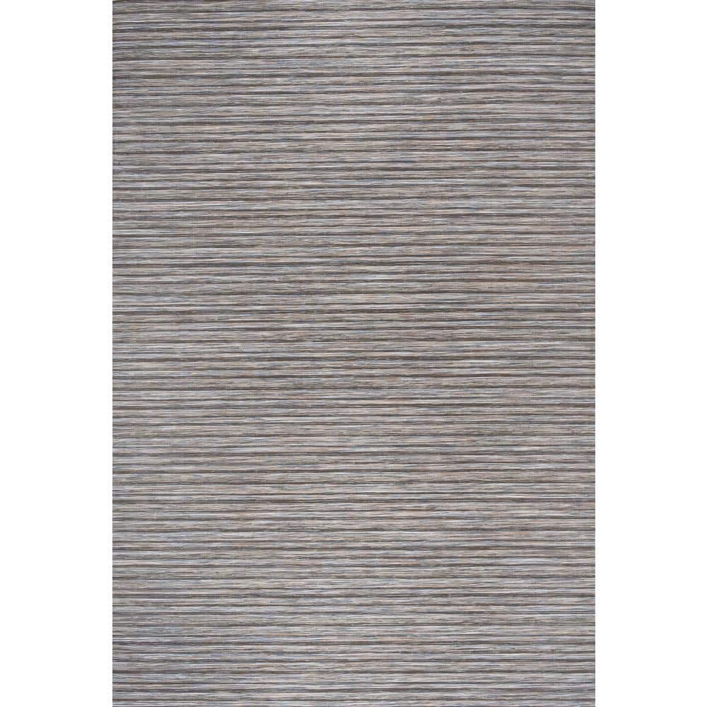 Finn Dark Gray and Blue Striped Synthetic 4' x 6' Area Rug