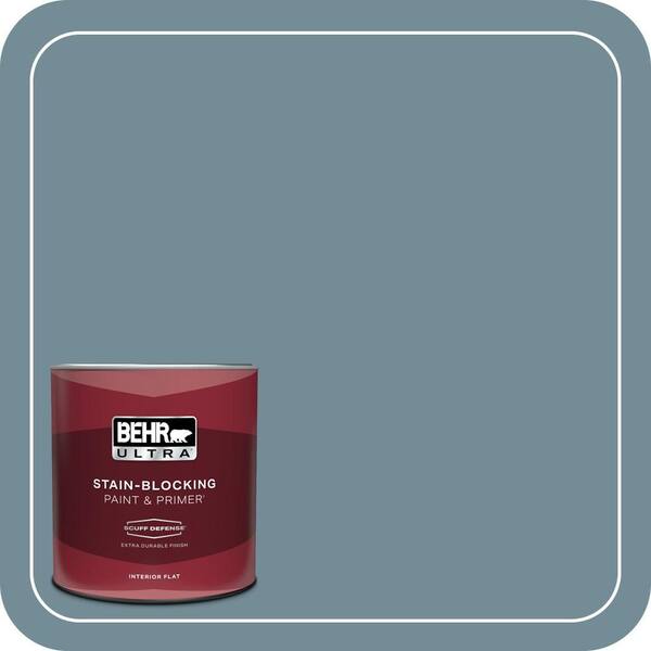 BEHR ULTRA 1 qt. #QE-54 Shaker Blue Extra Durable Flat Interior Paint & Primer