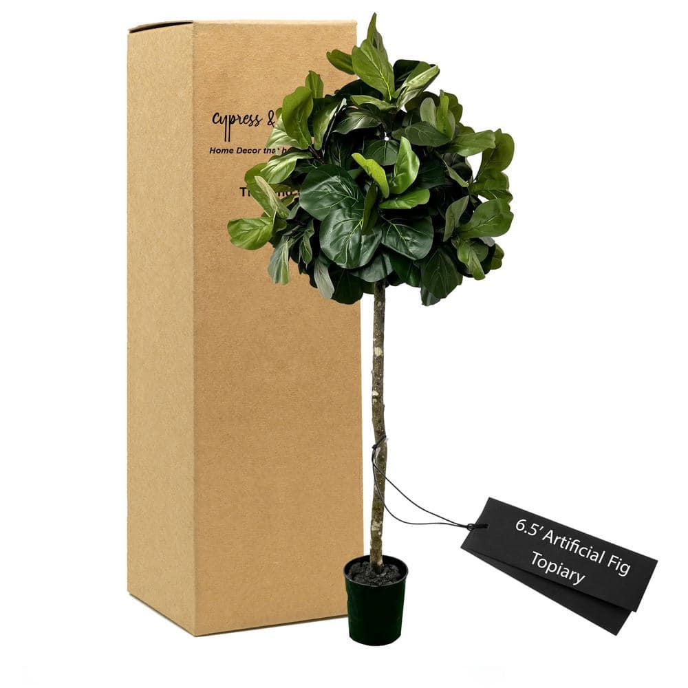 Handmade 6 .5 ft. Artificial Topiary Fig Tree in Home Basics Starter Pot Made with Real Wood and Moss Accents price history on PriceWatchPro