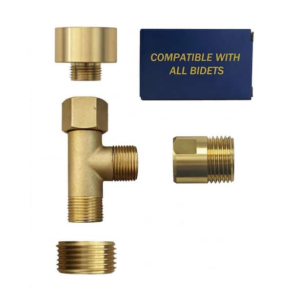 Bidet T Adapter Bidet Attachment with Universal Brass Construction Fits Toilet Tank Inlet or Angle Valve Outlet