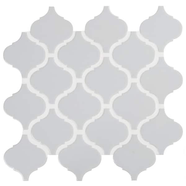 MSI Take Home Tile Sample - Retro Gray Arabesque 4 in. x 4 in. x 6 mm Porcelain Mesh-Mounted Mosaic Tile (0.25 sq. ft.)