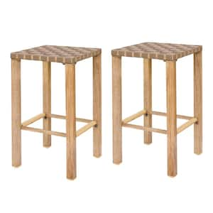 Bar Stools Set of 227.6 in. Metal Counter Height Bar Stools with Footrest Hand-Made Drawstring Tall Bar Chairs