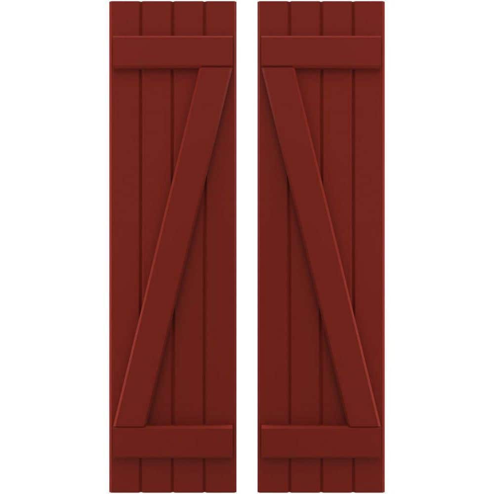 14 in. W x 58 in. H Americraft 4-Board Exterior Real Wood Joined Board and Batten Shutters with Z-Bar in Pepper Red price history on PriceWatchPro