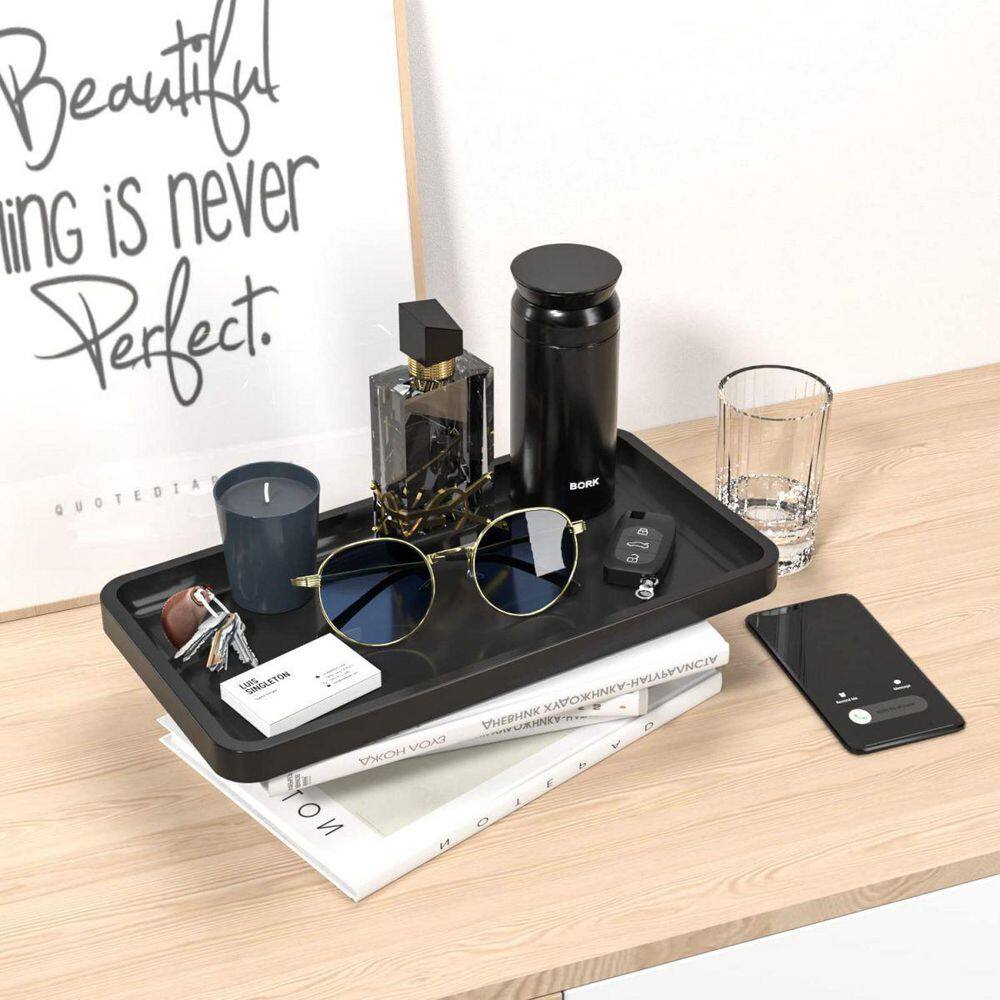 Black Bamboo Bathroom Vanity Tray for Countertops