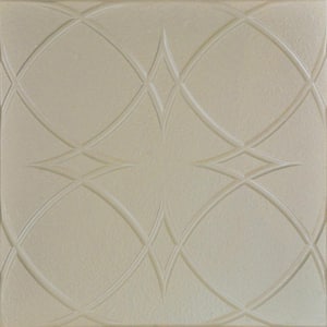Circles and Stars Lenox Tan 1.6 ft. x 1.6 ft. Decorative Foam Glue Up Ceiling Tile (21.6 sq. ft./case)