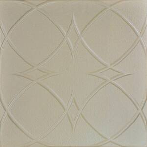 Circles and Stars Lenox Tan 1.6 ft. x 1.6 ft. Decorative Foam Glue Up Ceiling Tile (21.6 sq. ft./case)
