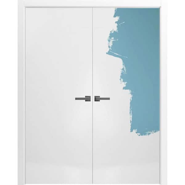 Sartodoors 84 in. x 96 in. 2 Panel Primed Finished Solid Wood with Honeycomb Sliding Door with Hardware