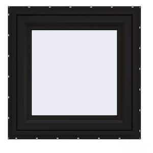 24 in. x 24 in. V-4500 Series Black FiniShield Vinyl Right-Handed Casement Window with Fiberglass Mesh Screen