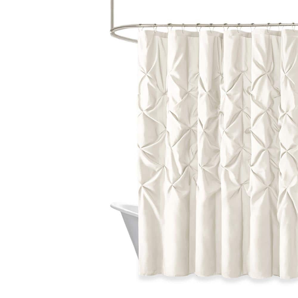 Laurel White Tufted Polyester Shower Curtain