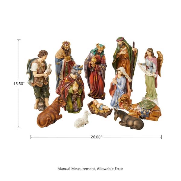 10 in. H Resin Nativity Figurine Set (12-Pieces)