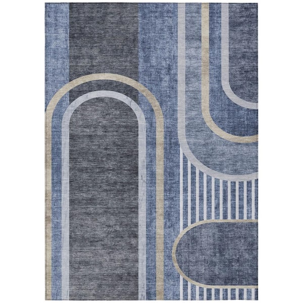 Addison Rugs Chantille ACN532 Navy 8 ft. x 10 ft. Machine Washable Indoor/Outdoor Geometric Area Rug