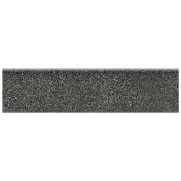 Marazzi Eclectic Vintage Charcoal Concrete 3 in. x 12 in. Porcelain Bullnose Floor and Wall Tile (0.26 sq. ft. / piece)