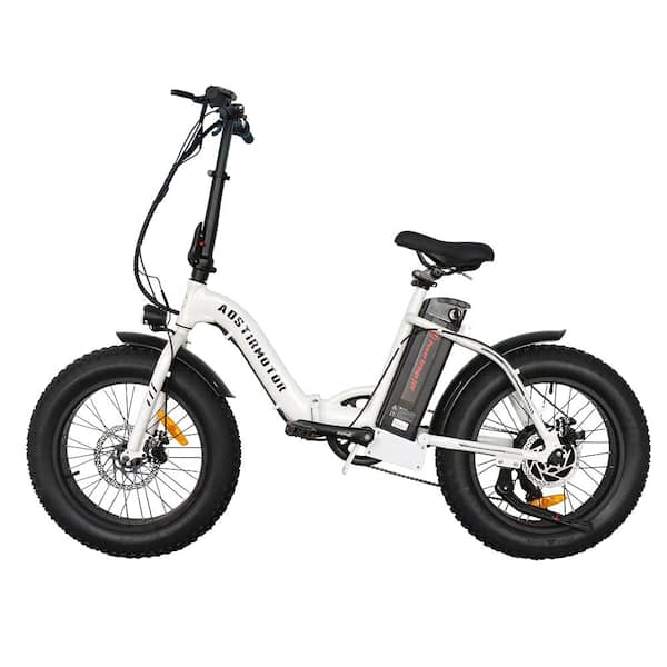Zeus & Ruta 20 in. Girls' Electric Folding Bike 500W Motor Fat Tire With 36V/13Ah Li-Battery in White