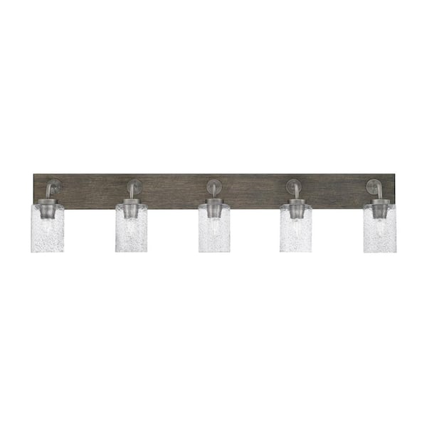 Unbranded Kirby 46.5 in. 5 Light Graphite & Painted Wood-look Vanity Light with 4 in. Smoke Bubble Glass Shades No Bulbs Included