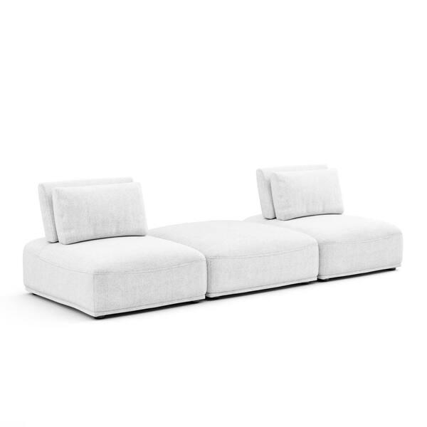 Furniture of America Fairwind 116 in Armless 3-Piece Chenille Straight Modular Sectional Sofa in White With Extendable Backrest