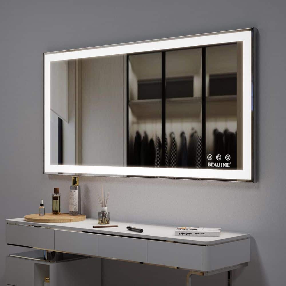 48 in. W x 24 in. H Large Rectangular Single Simple Aluminum Framed Wall Mounted Bathroom Vanity Mirror in Silver price history on PriceWatchPro