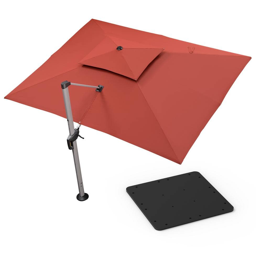 10 ft. x 13 ft. High-Quality Aluminum Cantilever Polyester Outdoor Patio Umbrella with Base Plate, Terra