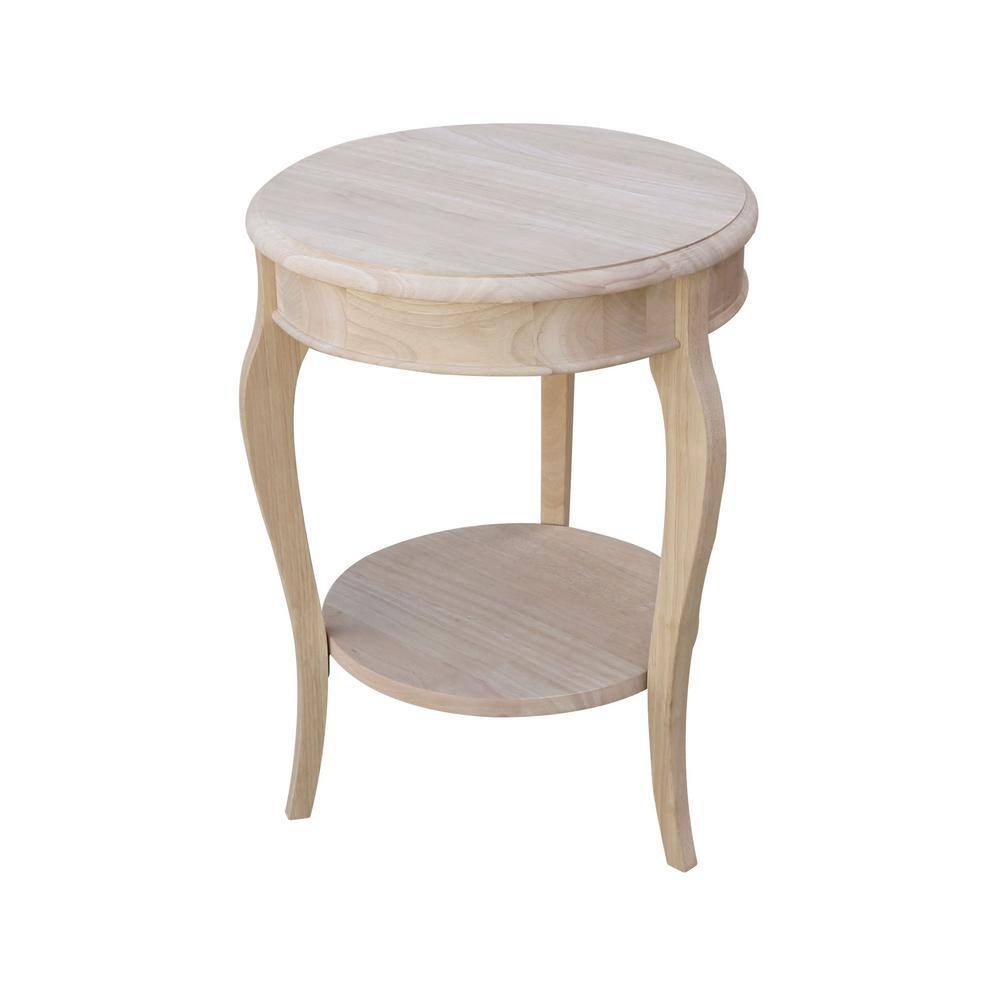 Cambria Classic Round Solid Parawood End Table in Unfinished Wood