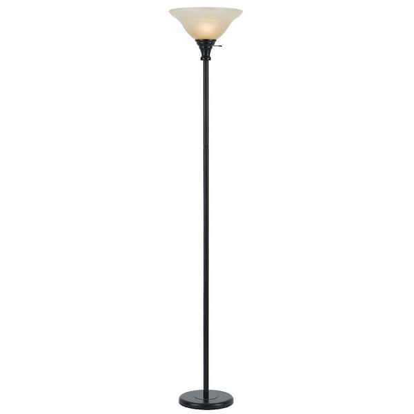 HomeRoots 71 in. Bronze 1 Dimmable (Full Range) Torchiere Floor Lamp for Living Room with Glass Dome Shade