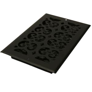 12 in. x 6 in. Cast-Iron Black Steel Scroll Wall and Ceiling Register