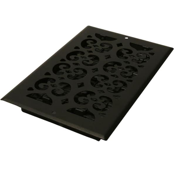 Decor Grates 12 in. x 6 in. Cast-Iron Black Steel Scroll Wall and Ceiling Register