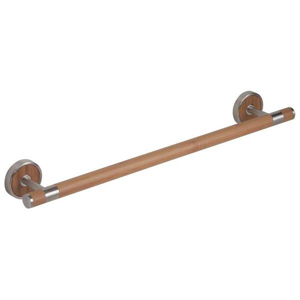 interDesign Formbu 18 in. Towel Bar in Natural Bamboo and Brushed Stainless Steel-DISCONTINUED
