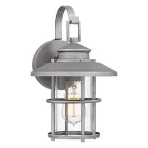 Lombard 1-Light Antique Brushed Aluminum Hardwired Outdoor Wall Lantern Sconce