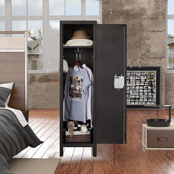 LISSIMO 55 in. H 1-Shelf Metal Storage Locker, Lockable Employees