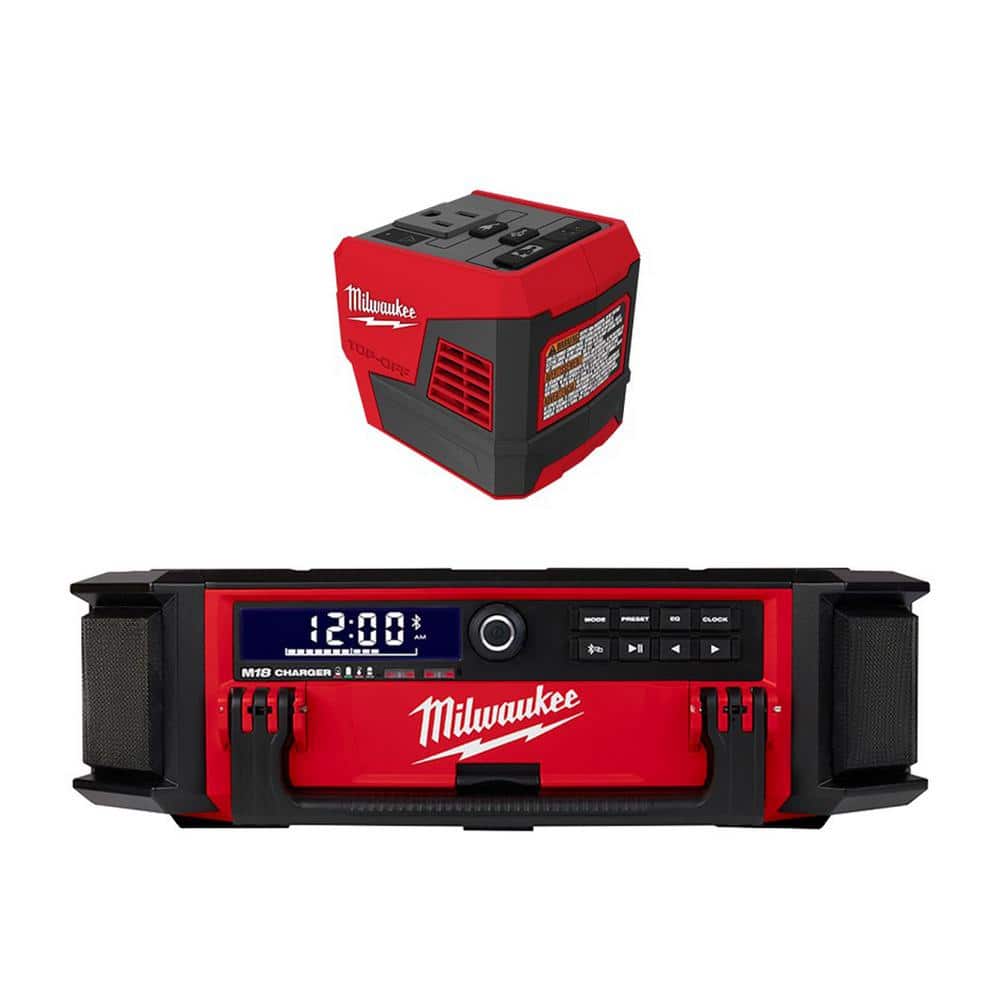 Milwaukee M18 Lithium-Ion Cordless PACKOUT Radio/Speaker with Built-In  Charger with M18 175-Watt Powered Compact Inverter 2950-20-2846-20 The  Home Depot