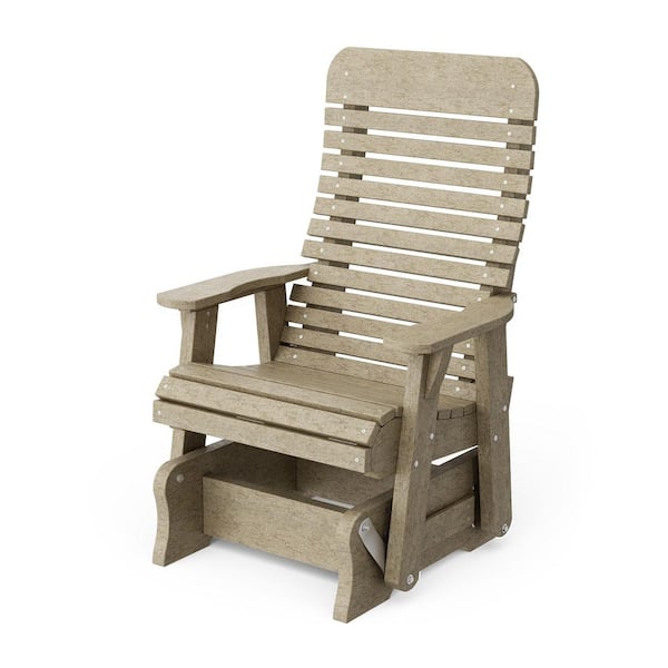 Wildridge Signature 1-Person Weathered Wood Plastic Outdoor Glider