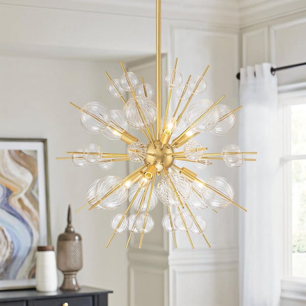 KCO Lighting Globe Linear Chandelier 6 Light Amber Glass Pendant Light Fixture KCO Lighting Globe Linear Chandelier 6 Light Amber Glass Pendant Light Fixture