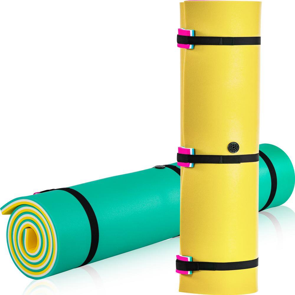 MADOG 18x6ft Yellow Floating Water Pad – Huge 3-Layer XPE Foam Float Mat For Pool Or Lake (with Tether)