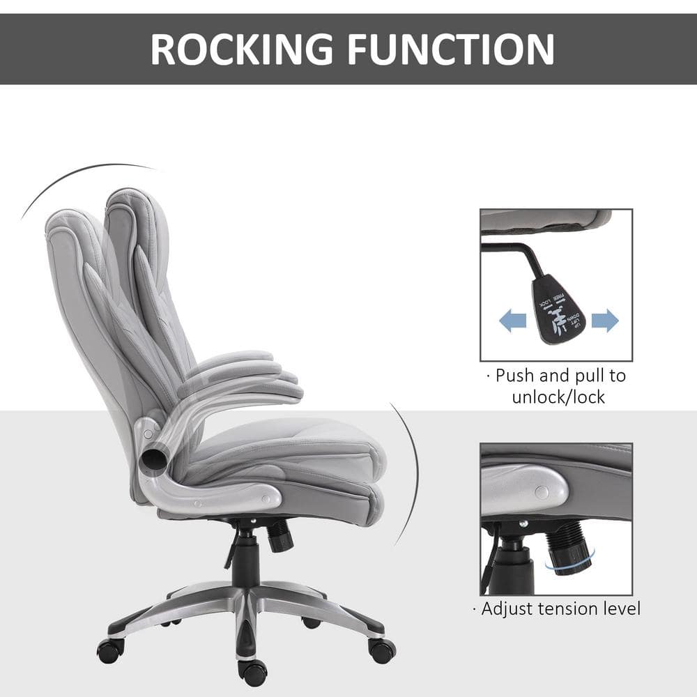 Gray Luxe Ergonomic High-Back Swivel Office Chair with Adjustable Arms