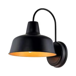 1-Light Industrial Style Metal Matte Black Wall Sconce