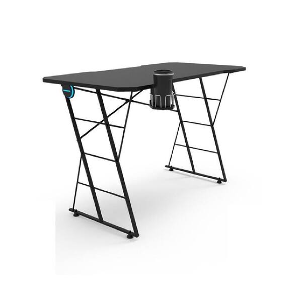 Tatahance 47.2 in. Retangular Black Wood Computer Desk with Cup Holder
