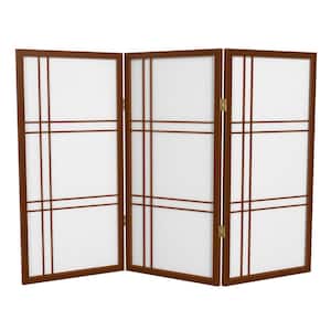 3 ft. Short Double Cross Shoji Screen - Walnut - 3 Panels