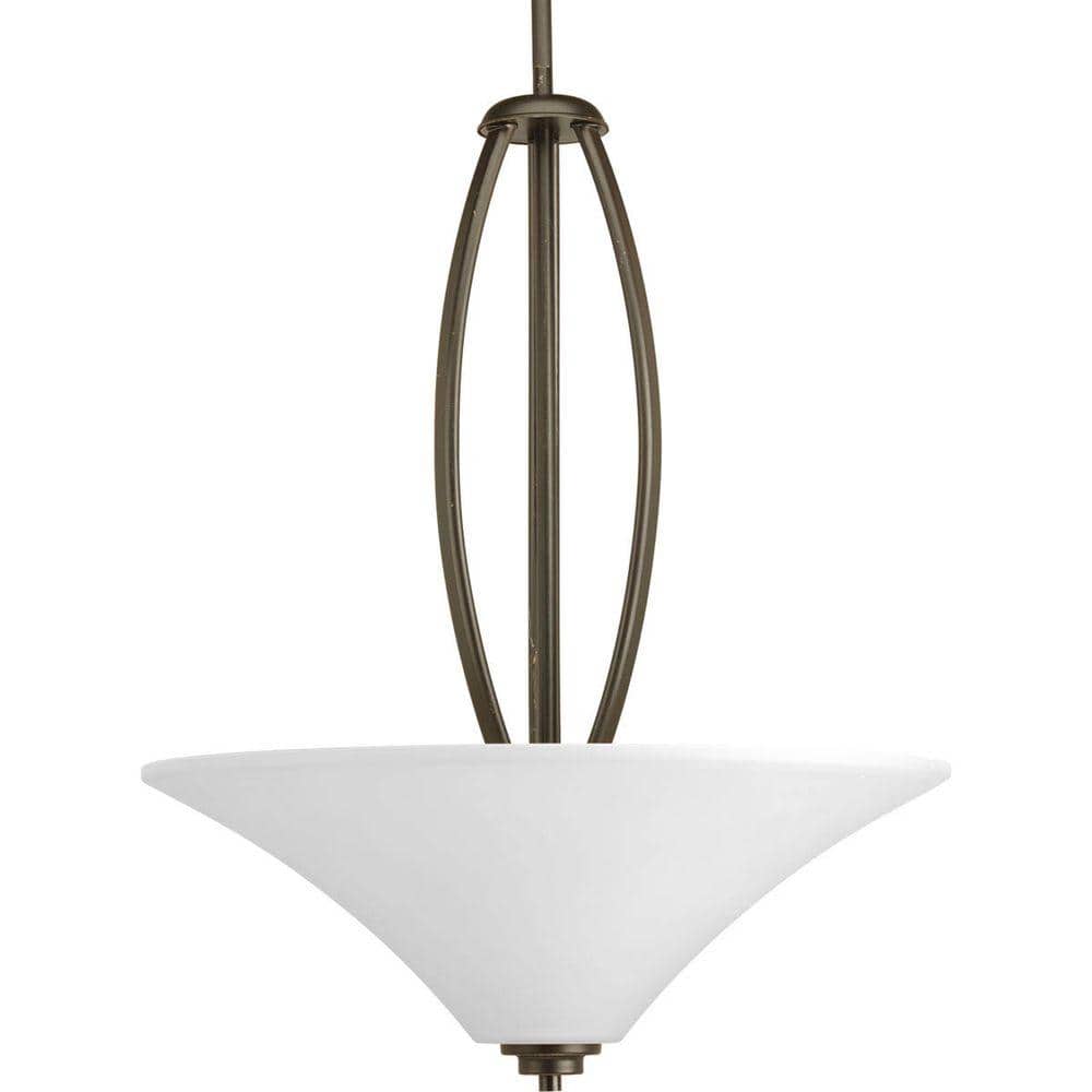 Joy Antique Bronze 3-Light Inverted Pendant with Fluted Glass Shade